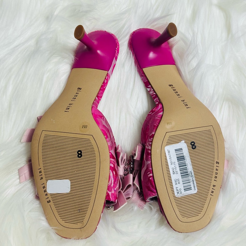 Gianni Bini Pink Floral Embellished Mules - Picture 2 of 6